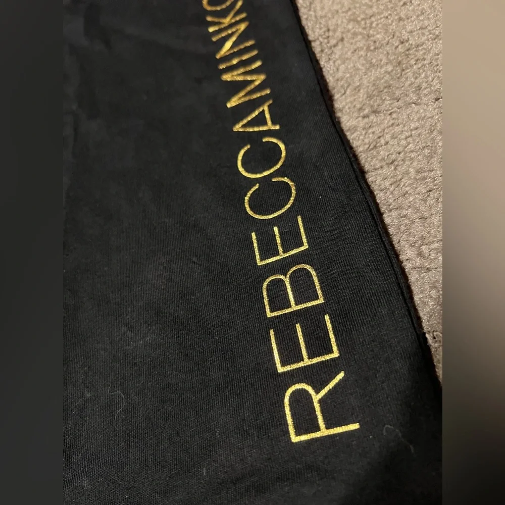 Rebecca Minkoff Dust Bag Black Fabric Gold Metallic Lettering Storage Designer - Picture 6 of 7